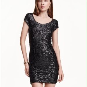 H&M Black Oil slick Sequin Bodycon Dress